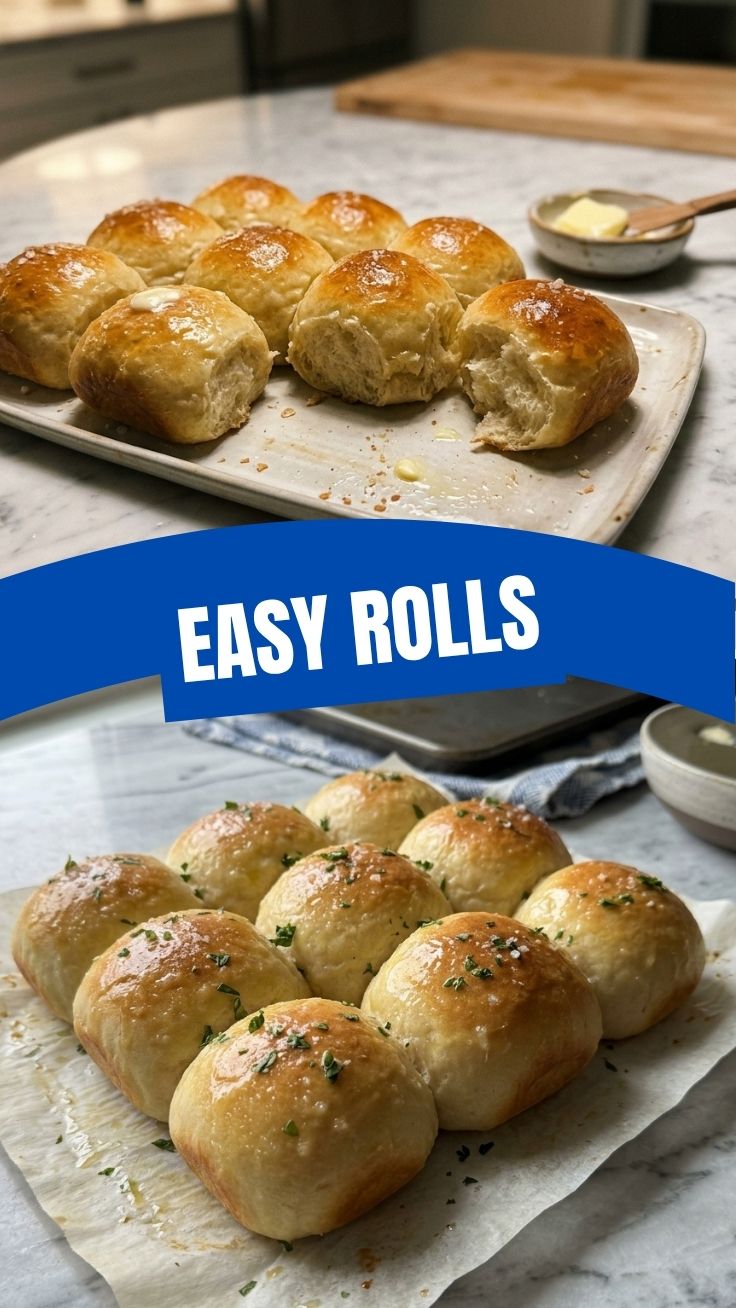 A basket of freshly baked dinner rolls with a golden-brown crust