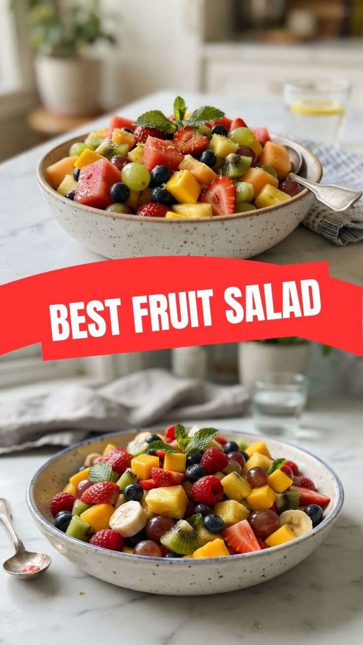 A colorful assortment of fresh fruit salad in a bowl