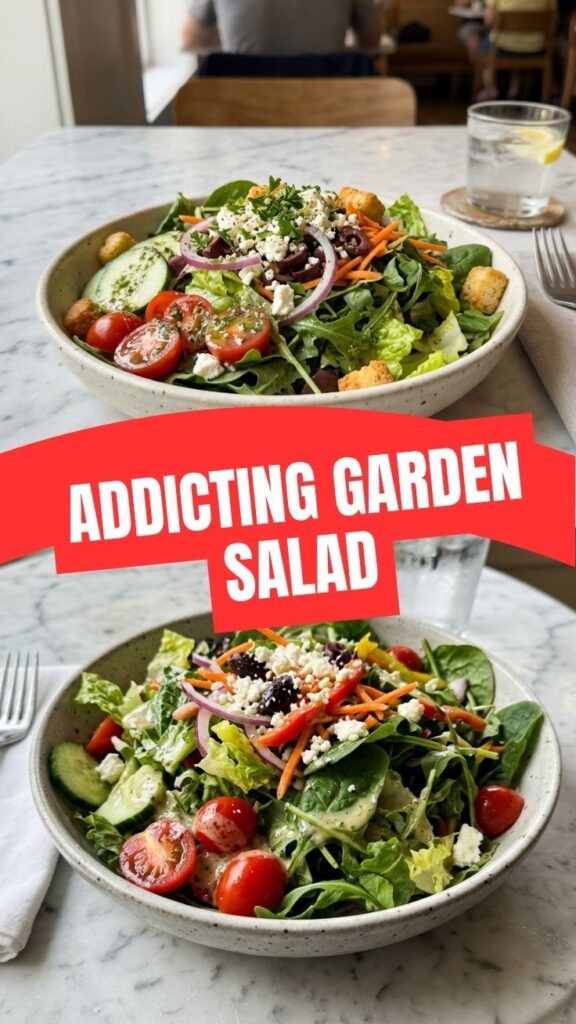 A crisp, fresh garden salad with mixed greens and colorful vegetables