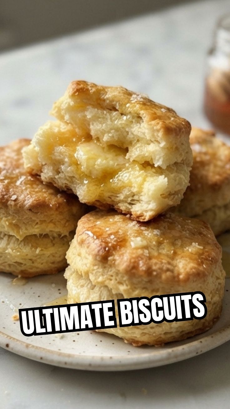 A stack of perfectly baked golden-brown biscuits on a cooling rack.