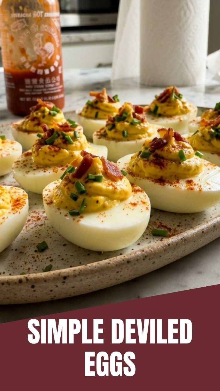 A platter of perfectly prepared deviled eggs with a sprinkle of paprika on top.