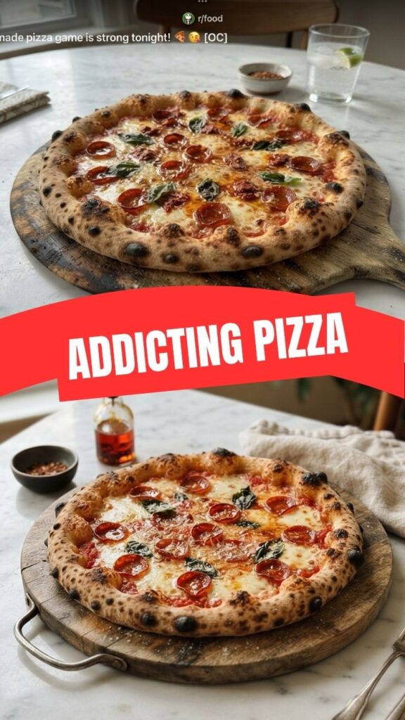 A delicious hot pizza with melted cheese and fresh toppings, ready to eat.