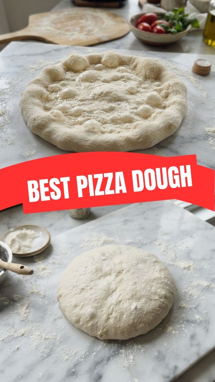 Freshly prepared pizza dough, perfectly proofed and ready to be shaped