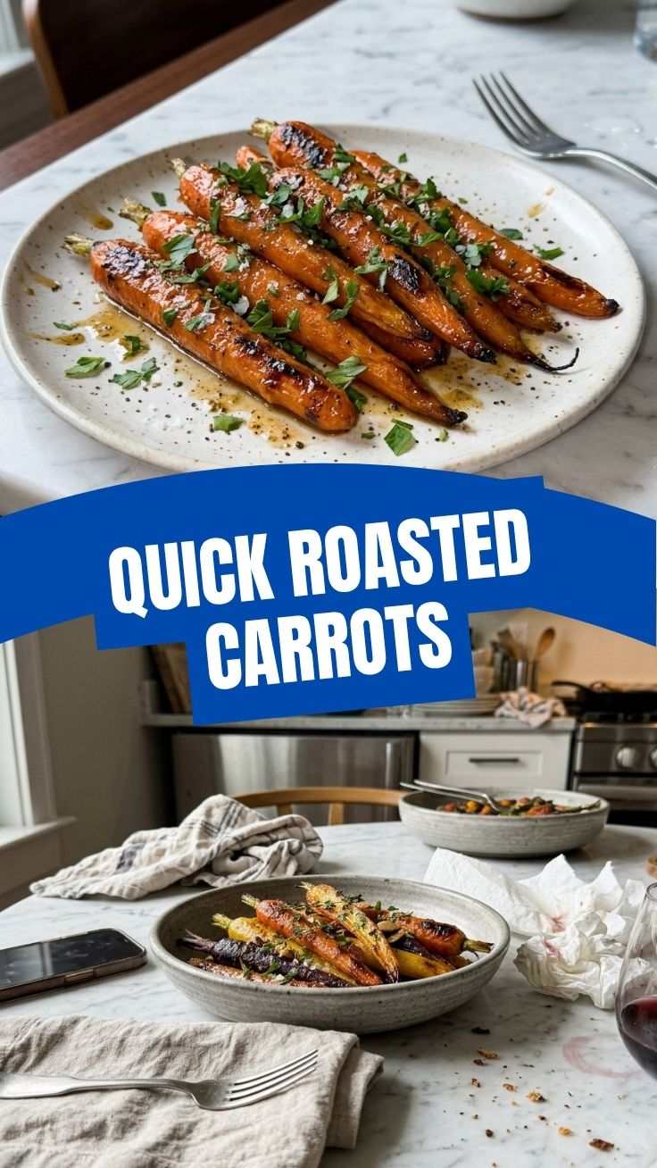 Close-up of perfectly roasted carrots with a slight char
