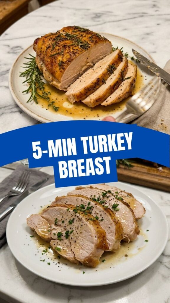 A perfectly cooked whole turkey breast, golden brown and ready to carve