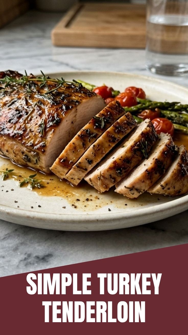 A perfectly cooked turkey tenderloin, golden brown and ready to serve.