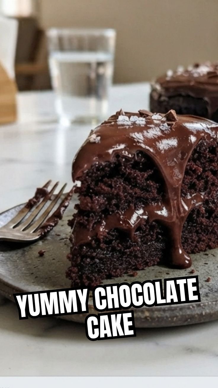 Rich Chocolate Cake Sliced on a Plate