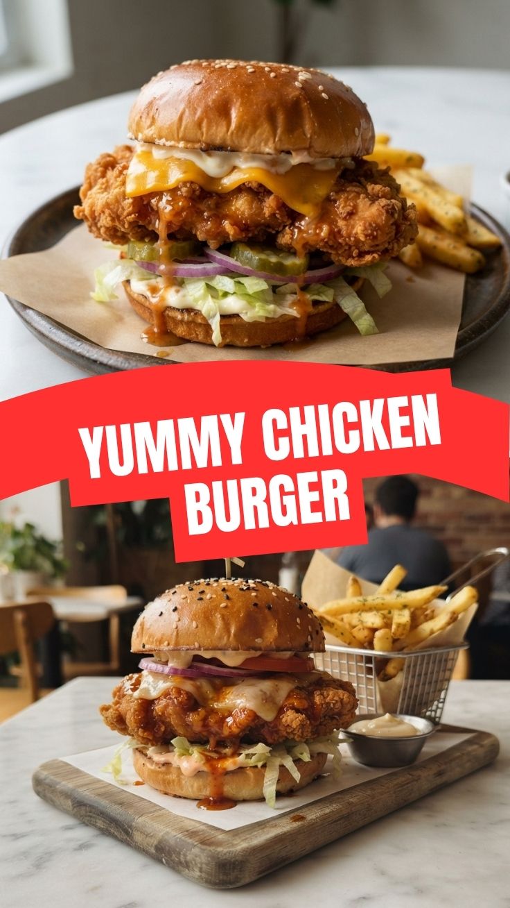 A juicy grilled chicken burger with fresh lettuce and tomato