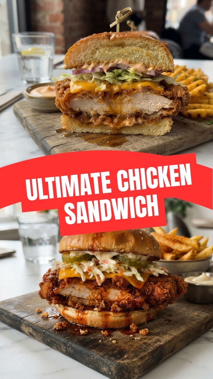 A savory chicken sandwich with fresh vegetables