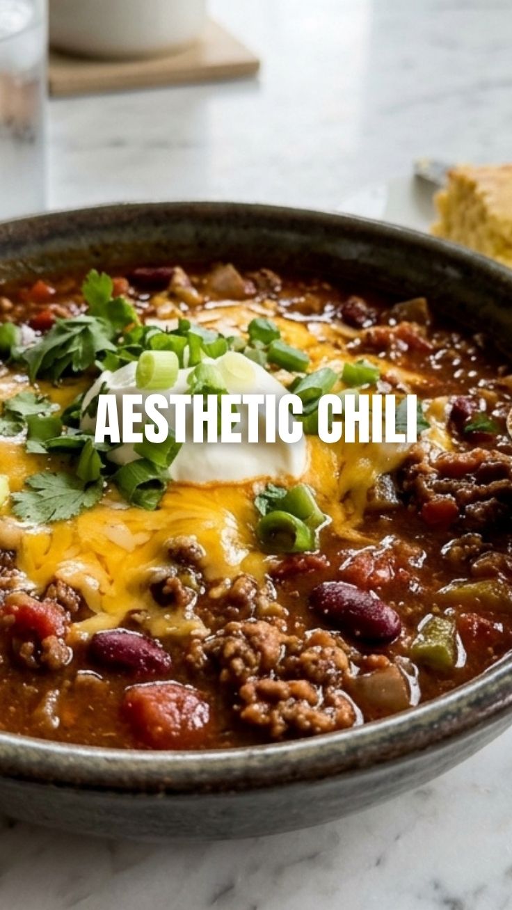 A steaming bowl of homemade chili with vibrant red peppers and beans