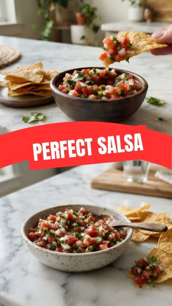 A bowl of vibrant homemade salsa ready to be served