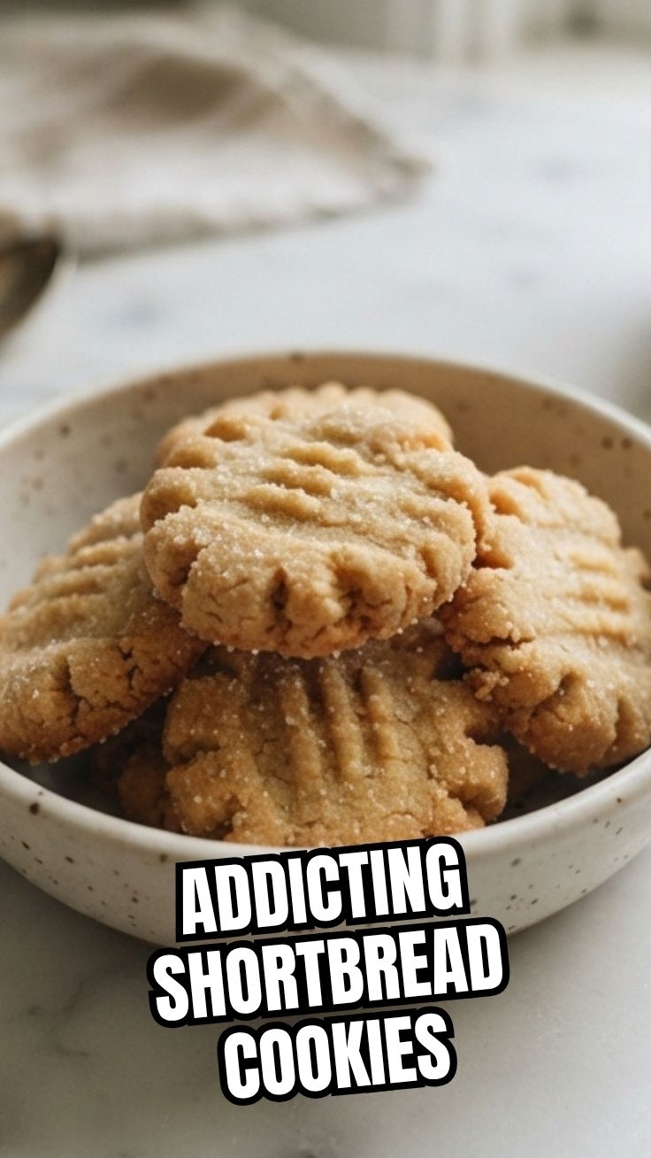 A close-up of golden shortbread cookies, traditionally baked.