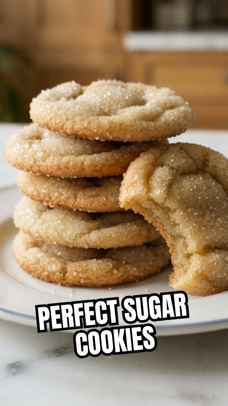 A pile of freshly baked sugar cookies on a cooling rack