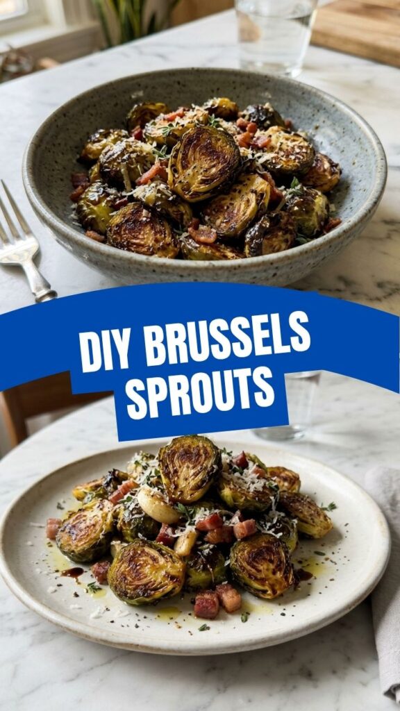 Delicious green roasted Brussels sprouts with crispy edges