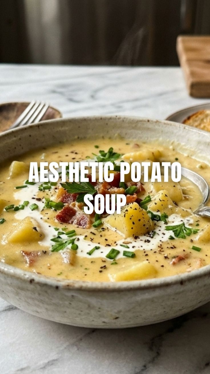 A cozy bowl of warm potato soup with chives