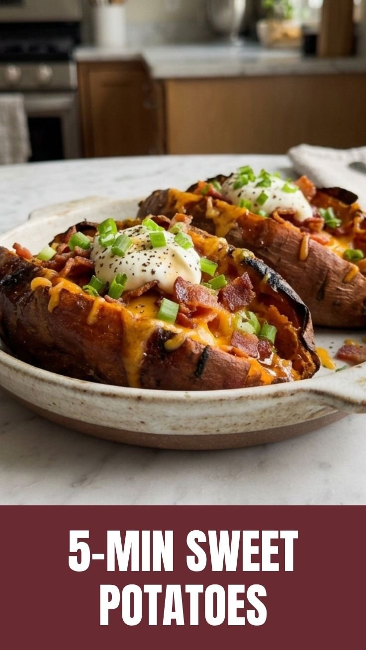 Baked sweet potatoes on a baking sheet