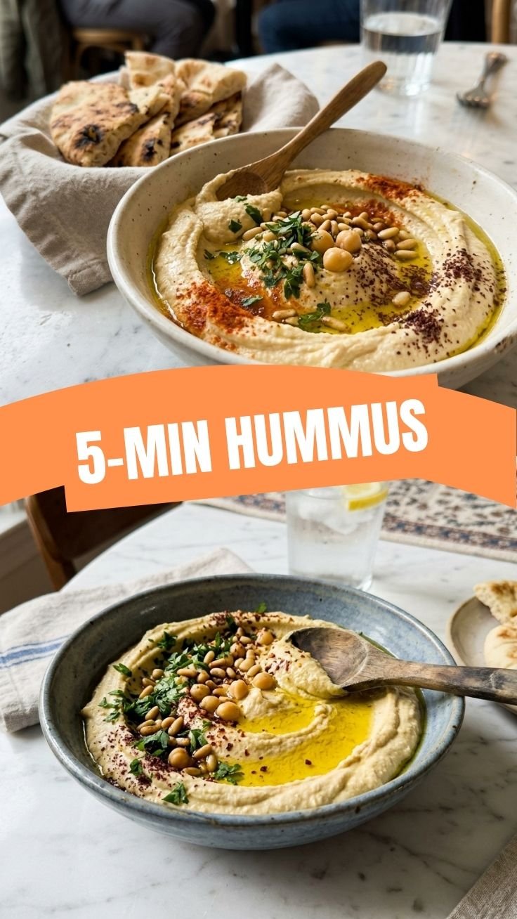 Creamy hummus dip in a bowl