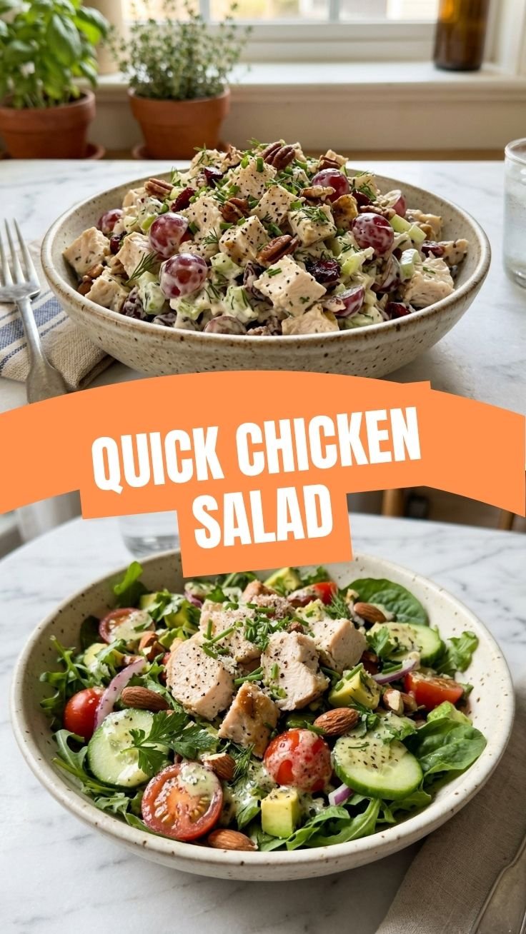 Fresh homemade chicken salad with grapes and almonds