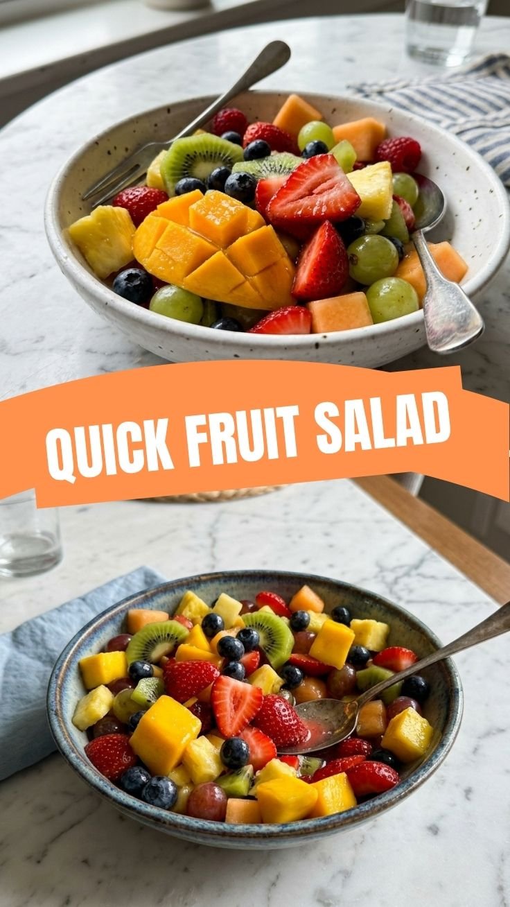 Colorful fresh fruit salad bowl