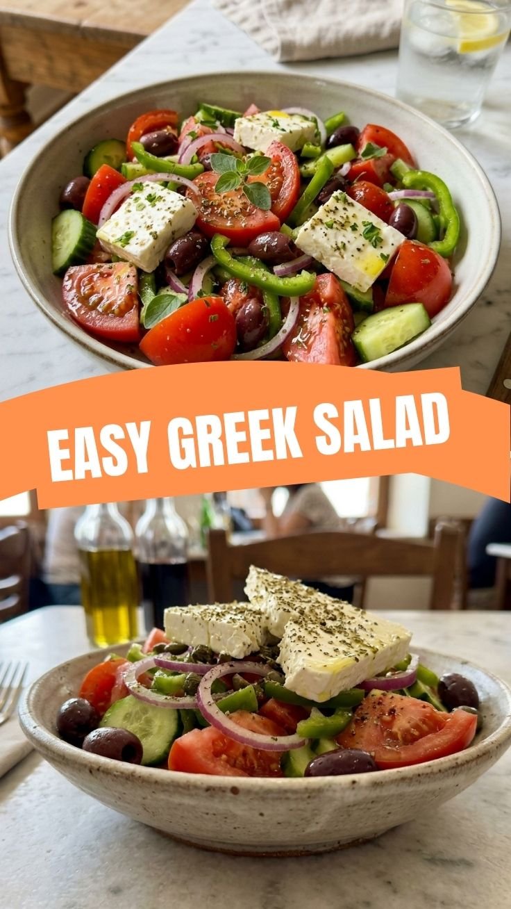 Fresh Greek Salad with feta and olives