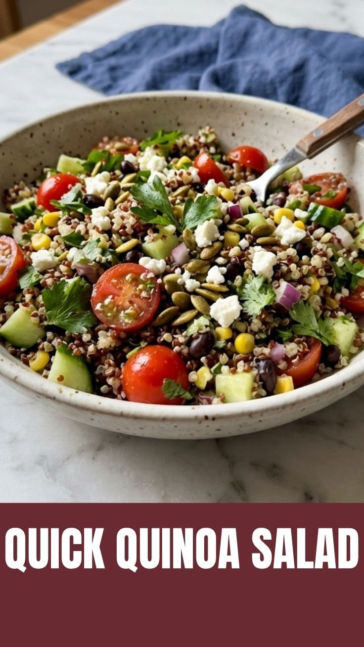 Fresh quinoa salad with vibrant vegetables and herbs