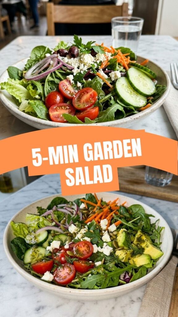 A bowl of fresh garden salad with assorted vegetables