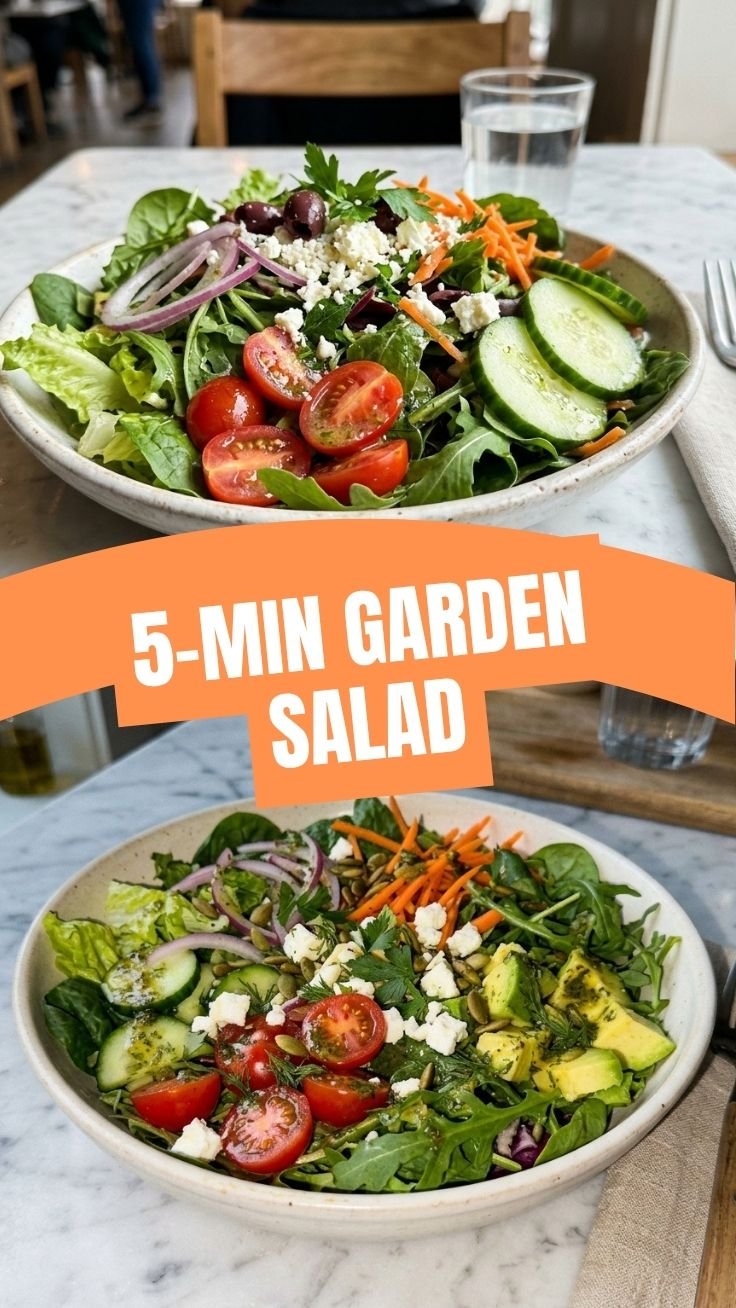 Fresh garden salad in a wooden bowl