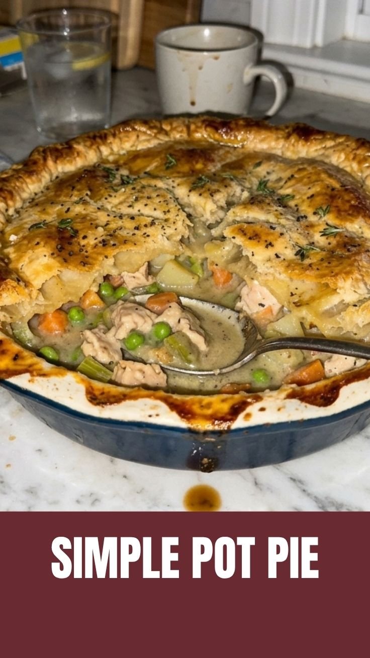 Savory chicken pot pie with golden crust