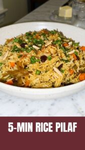 A savory bowl of rice pilaf with herbs