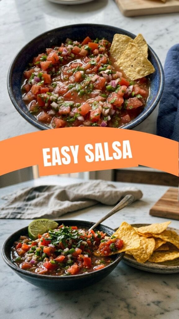 A close-up of a colorful bowl of fresh salsa with cilantro.